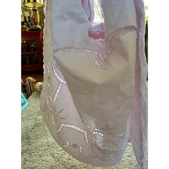 Simply Shabby Chic Pink Embroidered 24” Pillow Sham case Cotton euro Vintage - Picture 12 of 15